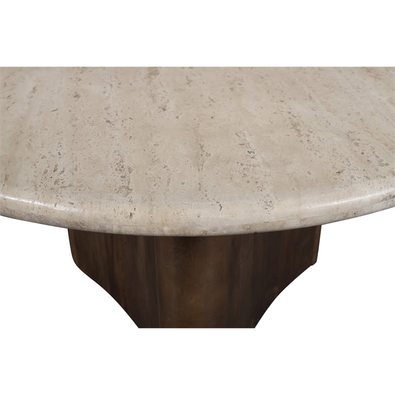 Meridian Furniture Pietra Brown Travertine And Mango Wood Coffee Table