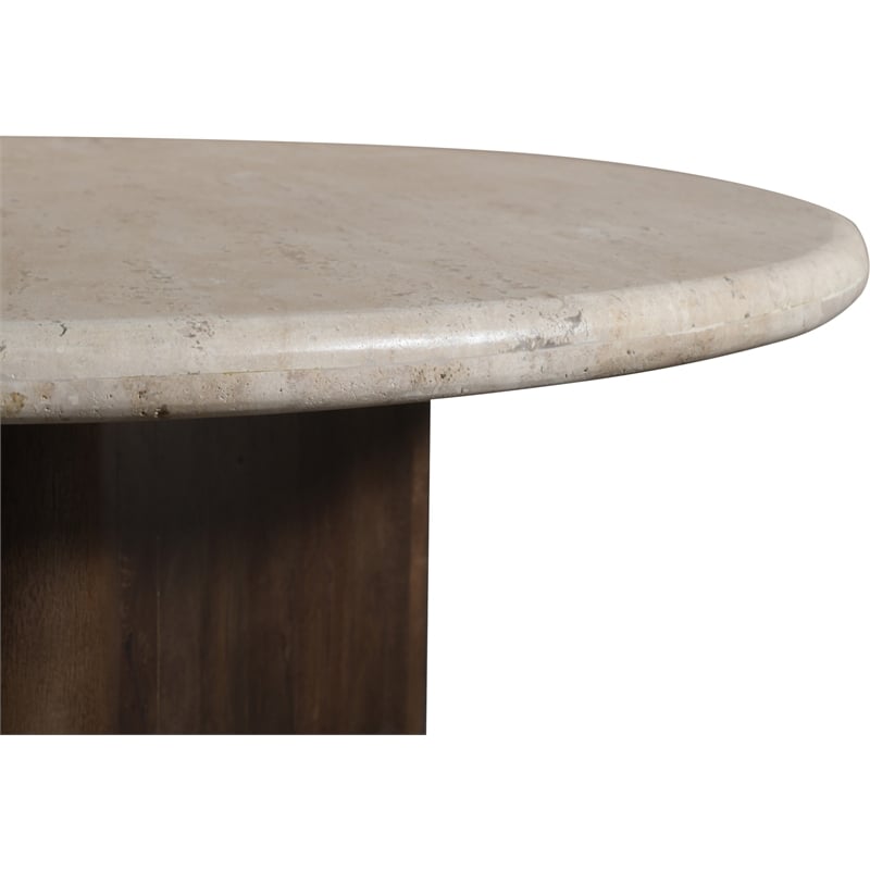 Meridian Furniture Pietra Brown Travertine And Mango Wood Coffee Table