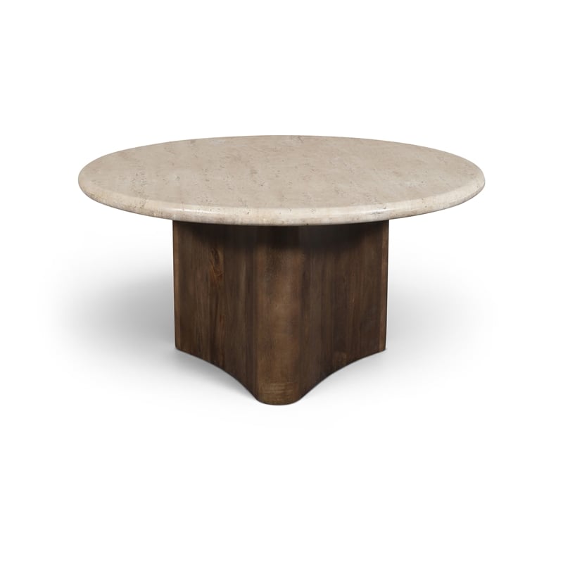 Meridian Furniture Pietra Brown Travertine And Mango Wood Coffee Table