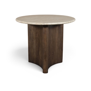 Meridian Furniture Pietra 36&quot Brown Travertine And Mango Wood Dining Table