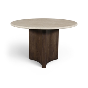 Meridian Furniture Pietra 48&quot Brown Travertine And Mango Wood Dining Table