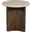 Meridian Furniture Pietra Brown Travertine And Mango Wood End Table