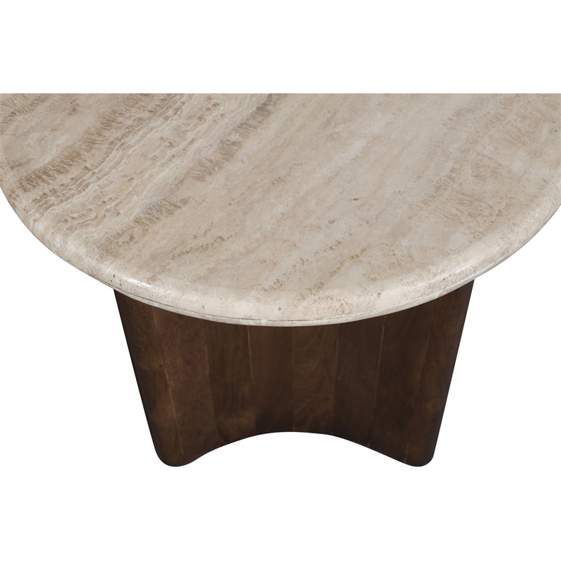 Meridian Furniture Pietra Brown Travertine And Mango Wood End Table
