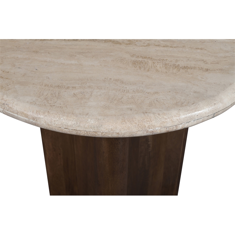 Meridian Furniture Pietra Brown Travertine And Mango Wood End Table