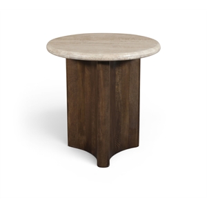 Meridian Furniture Pietra Brown Travertine And Mango Wood End Table
