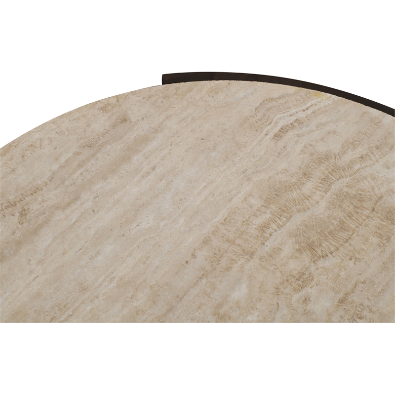 Meridian Furniture Solstice Brown Travertine And Mango Wood Coffee Table