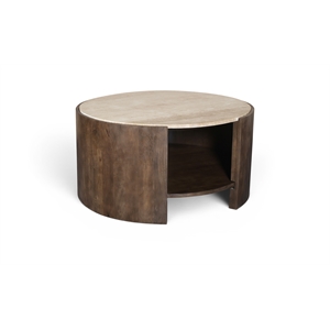Meridian Furniture Solstice Brown Travertine And Mango Wood Coffee Table