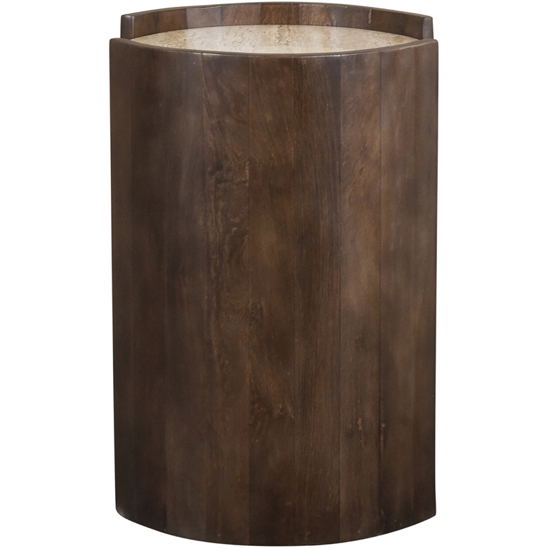 Meridian Furniture Solstice Brown Travertine And Mango Wood End Table