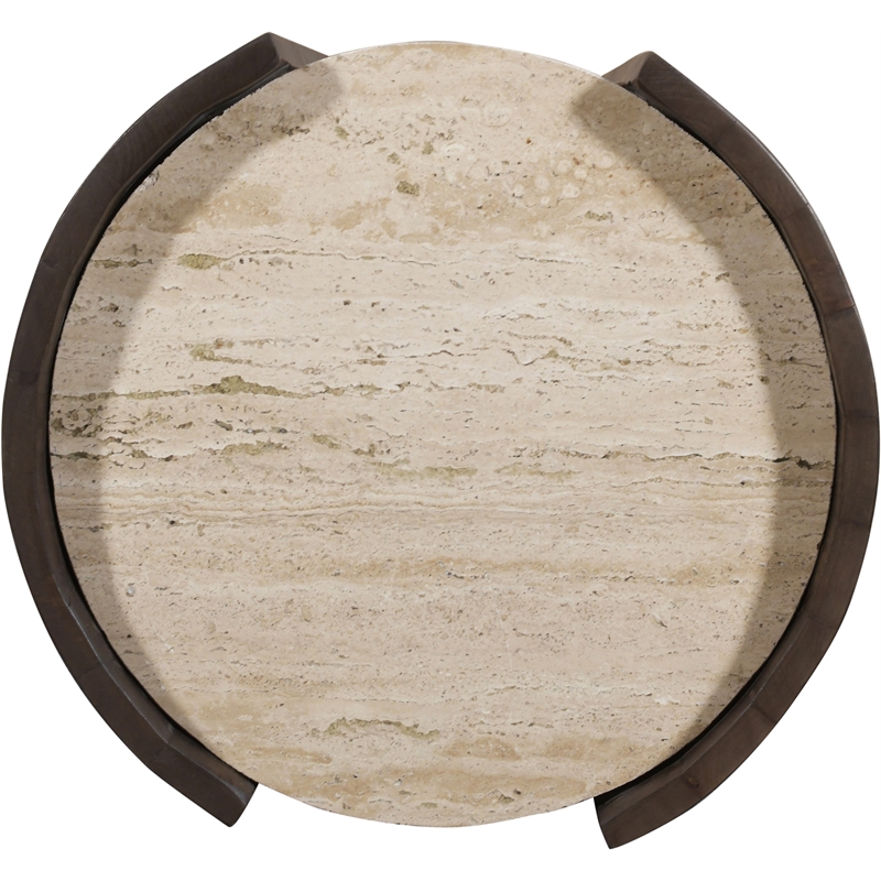 Meridian Furniture Solstice Brown Travertine And Mango Wood End Table