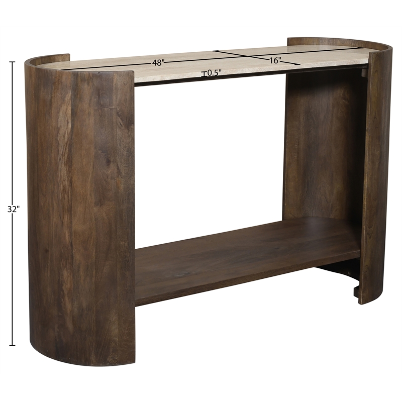 Meridian Furniture Solstice Brown Travertine And Mango Wood Console Table