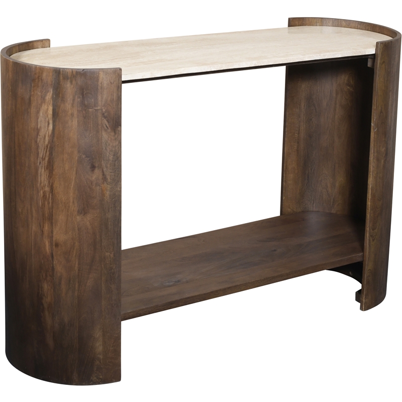 Meridian Furniture Solstice Brown Travertine And Mango Wood Console Table