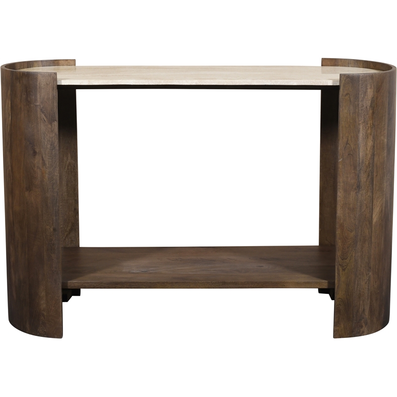 Meridian Furniture Solstice Brown Travertine And Mango Wood Console Table