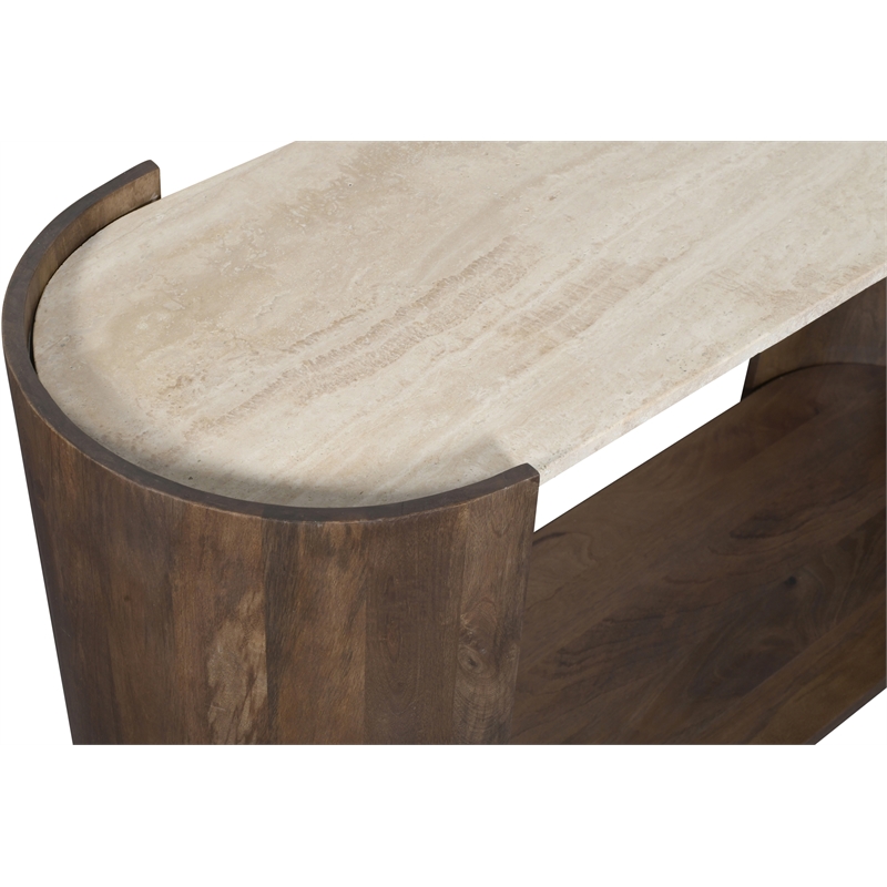 Meridian Furniture Solstice Brown Travertine And Mango Wood Console Table