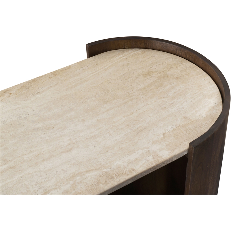 Meridian Furniture Solstice Brown Travertine And Mango Wood Console Table