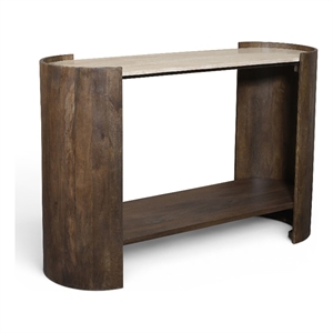 Meridian Furniture Solstice Brown Travertine And Mango Wood Console Table