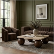 Meridian Furniture Strata Brown Travertine And Mango Wood Coffee Table