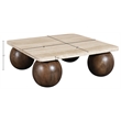 Meridian Furniture Strata Brown Travertine And Mango Wood Coffee Table