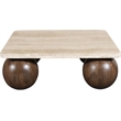 Meridian Furniture Strata Brown Travertine And Mango Wood Coffee Table