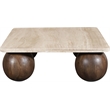 Meridian Furniture Strata Brown Travertine And Mango Wood Coffee Table