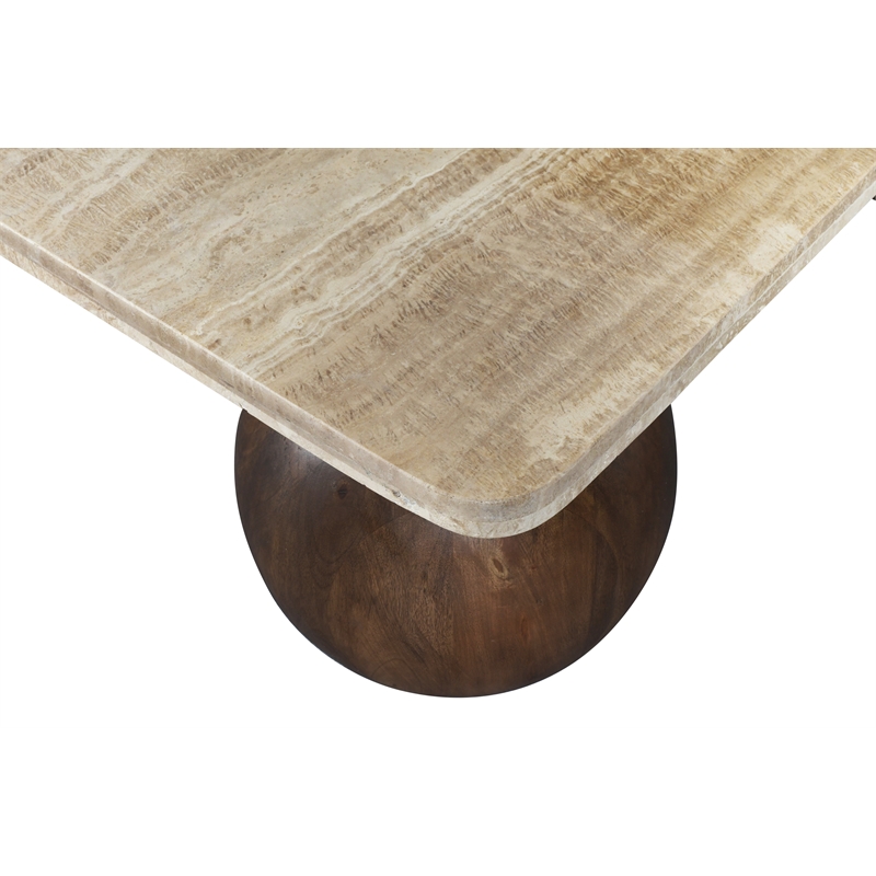 Meridian Furniture Strata Brown Travertine And Mango Wood Coffee Table