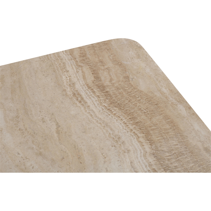 Meridian Furniture Strata Brown Travertine And Mango Wood Coffee Table