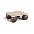 Meridian Furniture Strata Brown Travertine And Mango Wood Coffee Table