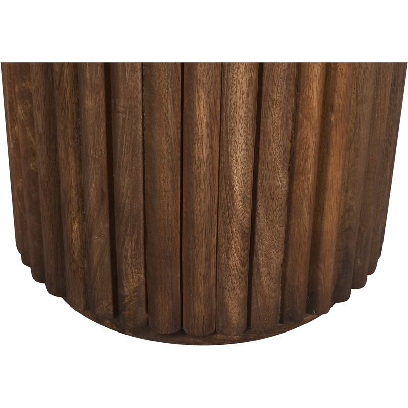 Meridian Furniture Elvira Beige / Brown Marble And Mango Wood End Table