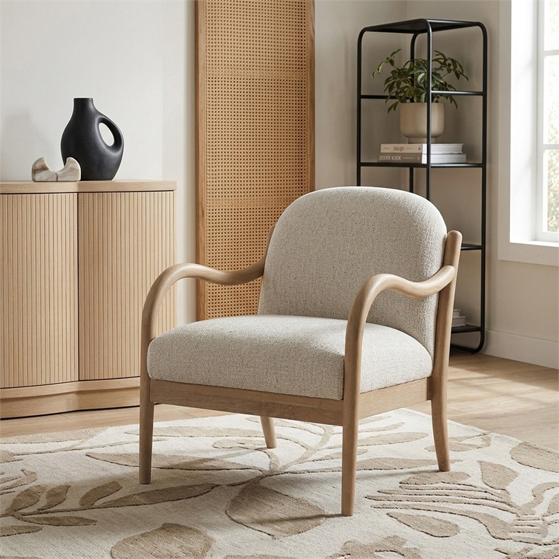 Meridian Furniture Helmsley Cream Performance Fabric Upholstered Accent Chair