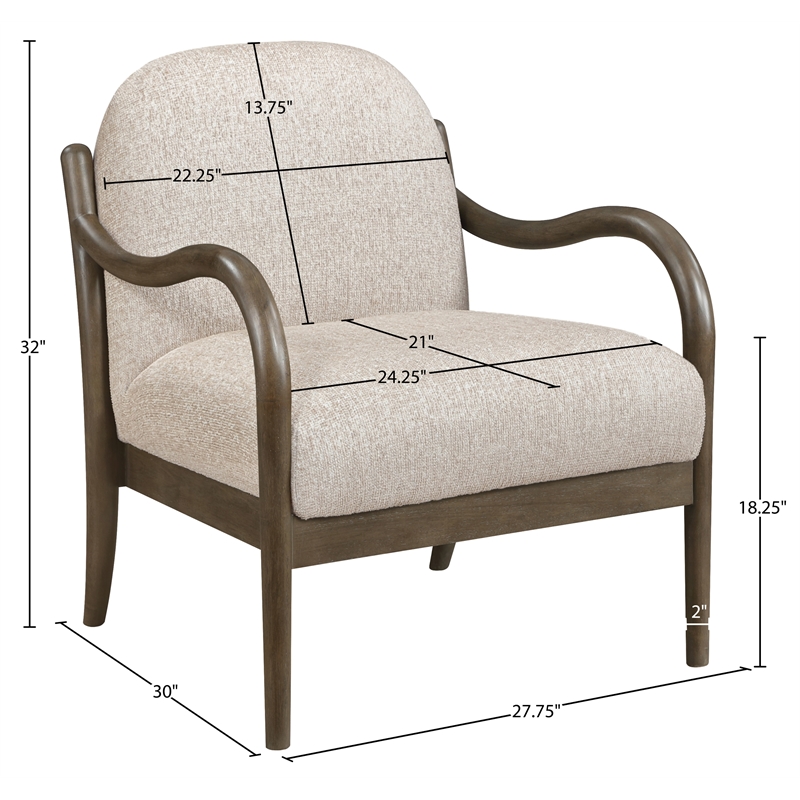 Meridian Furniture Helmsley Beige Performance Fabric Upholstered Accent Chair