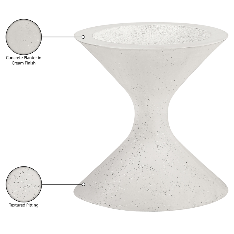 Meridian Furniture Vessa Cream Indoor / Outdoor Concrete Planter