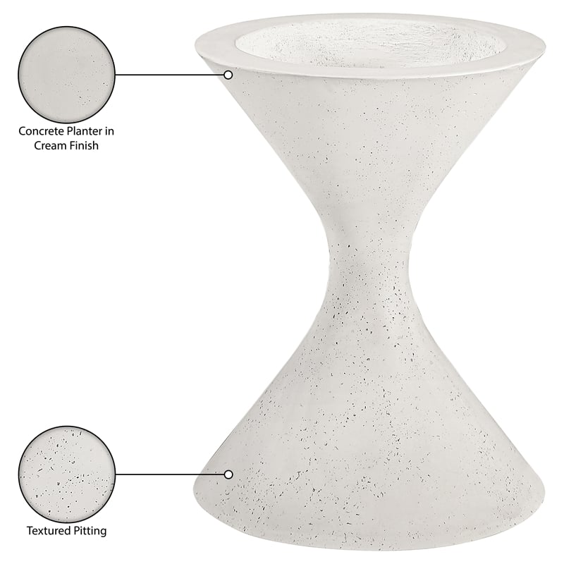 Meridian Furniture Vessa Cream Indoor / Outdoor Concrete Planter