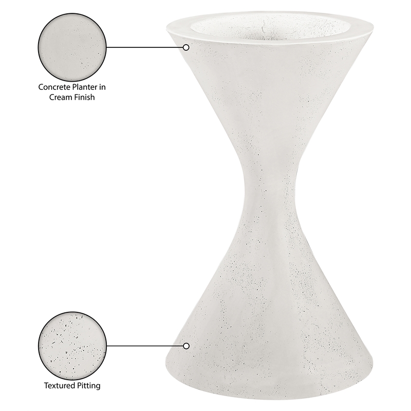 Meridian Furniture Vessa Cream Indoor / Outdoor Concrete Planter