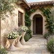 Meridian Furniture Vessa Travertine Indoor / Outdoor Concrete Planter