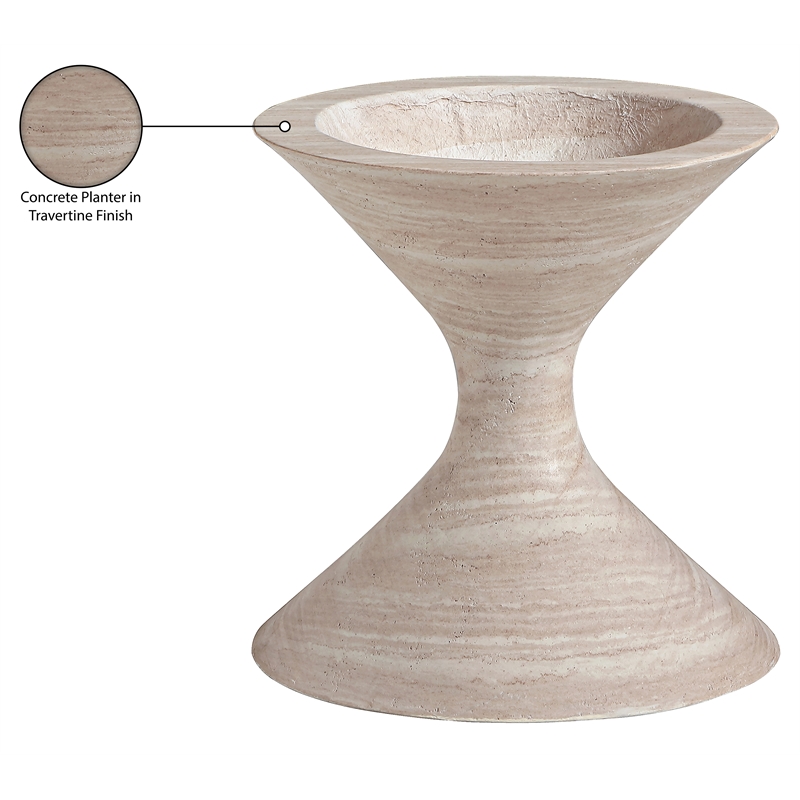 Meridian Furniture Vessa Travertine Indoor / Outdoor Concrete Planter