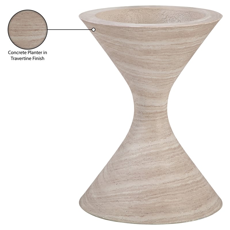 Meridian Furniture Vessa Travertine Indoor / Outdoor Concrete Planter