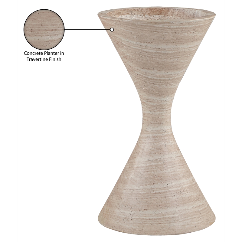 Meridian Furniture Vessa Travertine Indoor / Outdoor Concrete Planter