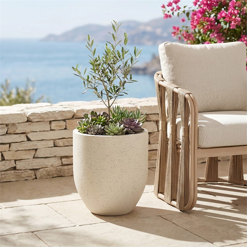 Meridian Furniture Florique Cream Indoor / Outdoor Concrete Planter