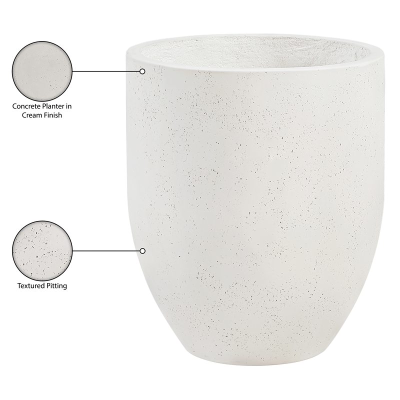 Meridian Furniture Florique Cream Indoor / Outdoor Concrete Planter