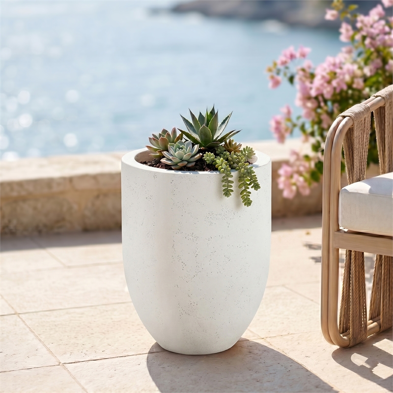 Meridian Furniture Florique Cream Indoor / Outdoor Concrete Planter