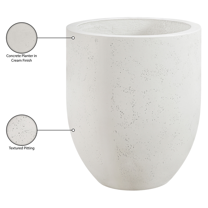 Meridian Furniture Florique Cream Indoor / Outdoor Concrete Planter