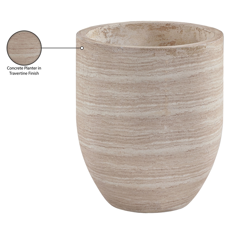 Meridian Furniture Florique Travertine Indoor / Outdoor Concrete Planter