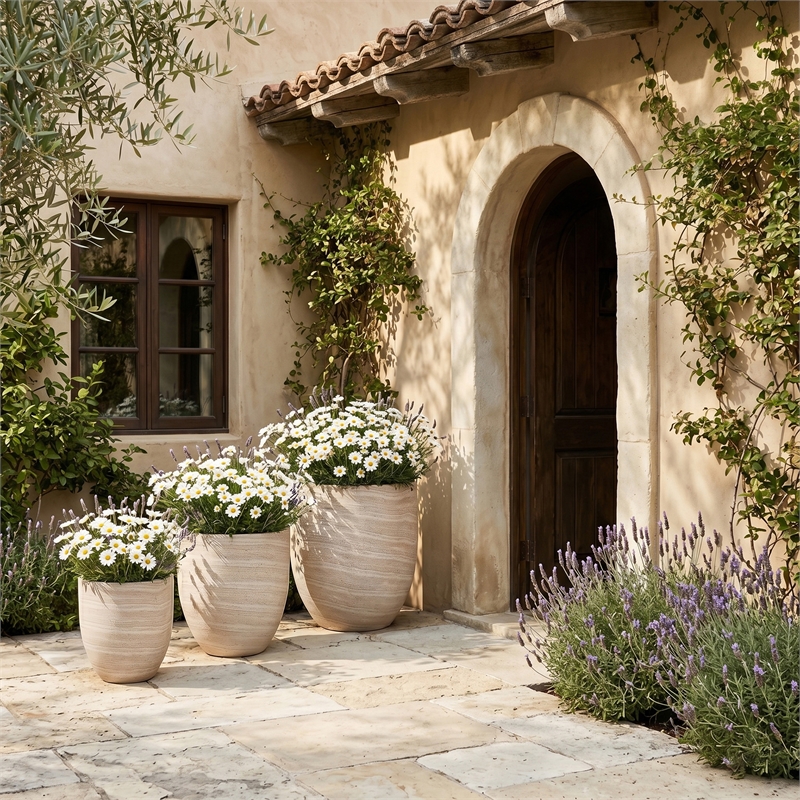 Meridian Furniture Florique Travertine Indoor / Outdoor Concrete Planter