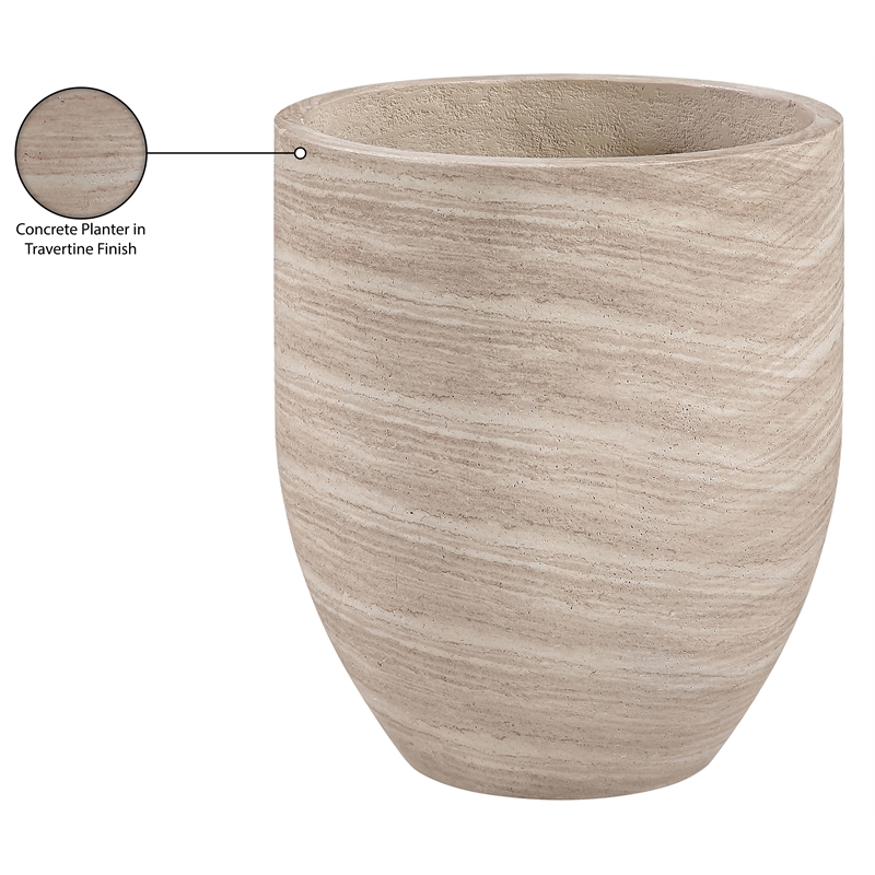 Meridian Furniture Florique Travertine Indoor / Outdoor Concrete Planter