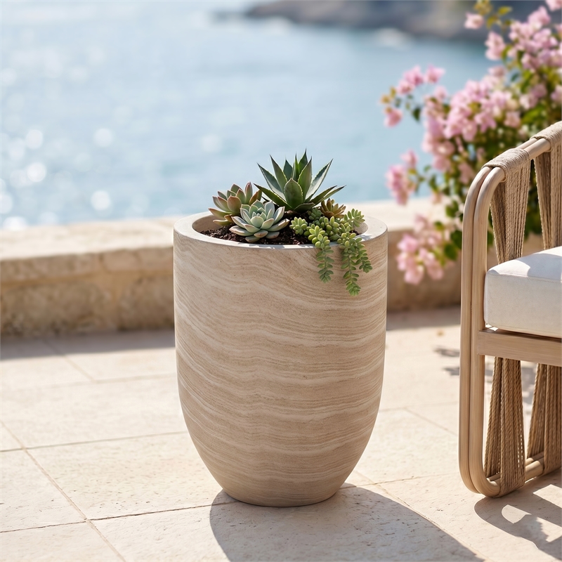 Meridian Furniture Florique Travertine Indoor / Outdoor Concrete Planter