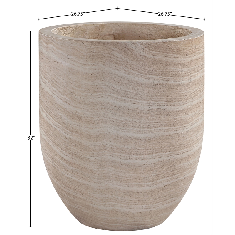 Meridian Furniture Florique Travertine Indoor / Outdoor Concrete Planter