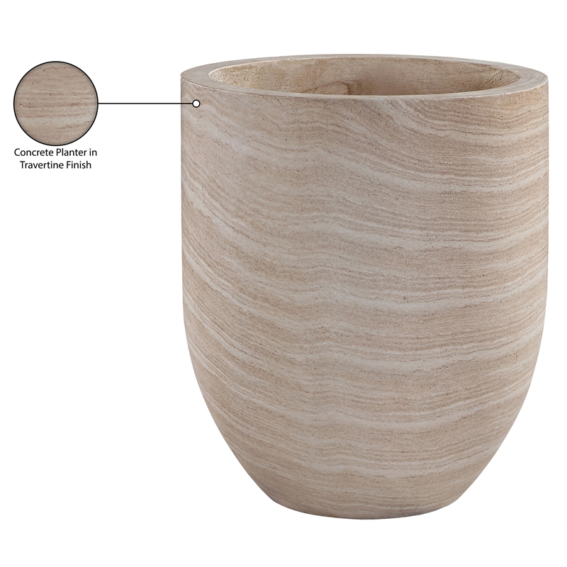 Meridian Furniture Florique Travertine Indoor / Outdoor Concrete Planter