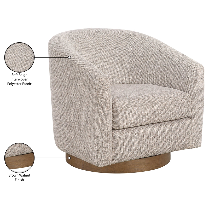 Meridian Furniture Modra Beige Performance Fabric Swivel Accent Chair