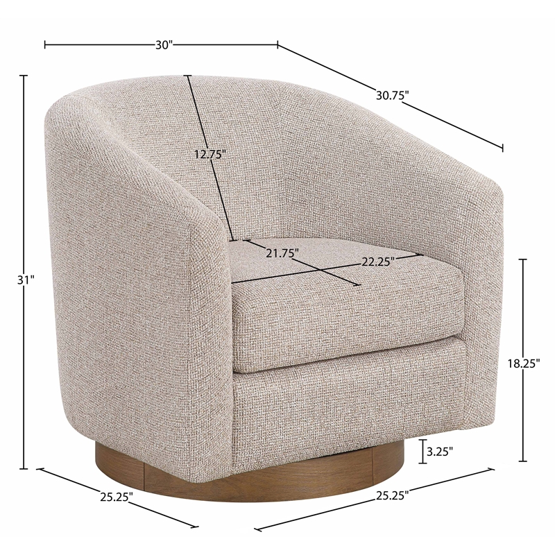 Meridian Furniture Modra Beige Performance Fabric Swivel Accent Chair