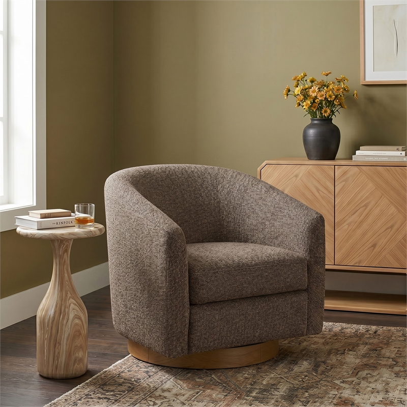 Meridian Furniture Modra Brown Performance Fabric Swivel Accent Chair