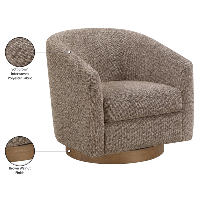 Meridian Furniture Modra Brown Performance Fabric Swivel Accent Chair